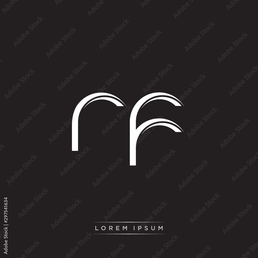 RF Initial Letter Split Lowercase Logo Modern Monogram Template Isolated on Black White