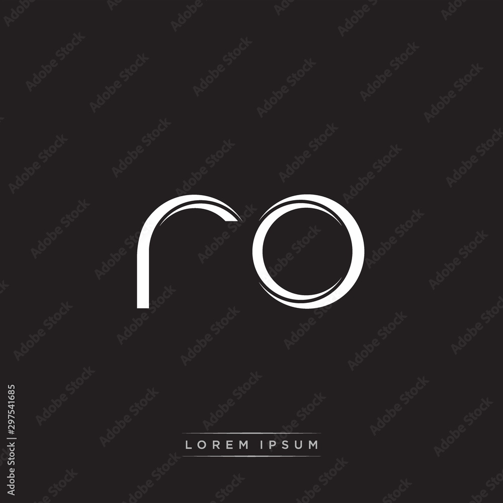 RO Initial Letter Split Lowercase Logo Modern Monogram Template Isolated on Black White RO Initial Letter Split Lowercase Logo Modern Monogram Template Isolated on Black White