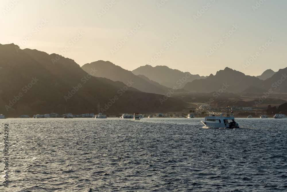 Red sea Sinai mountains sea panoramic landscape Sharm El Sheikh in Egypt Red sea Sinai mountains sea panoramic landscape Sharm El Sheikh in Egypt