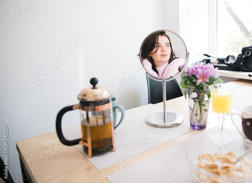 Young family being playful at home photo