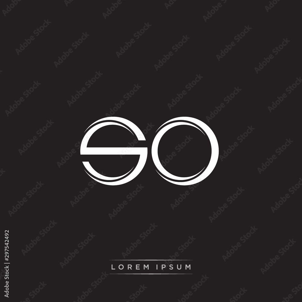 SO Initial Letter Split Lowercase Logo Modern Monogram Template Isolated on Black White