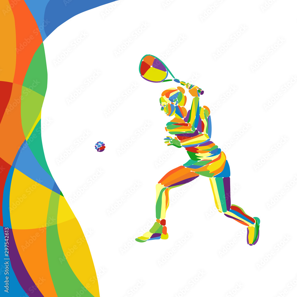 Woman squash player abstract colorful vector illustration eps10