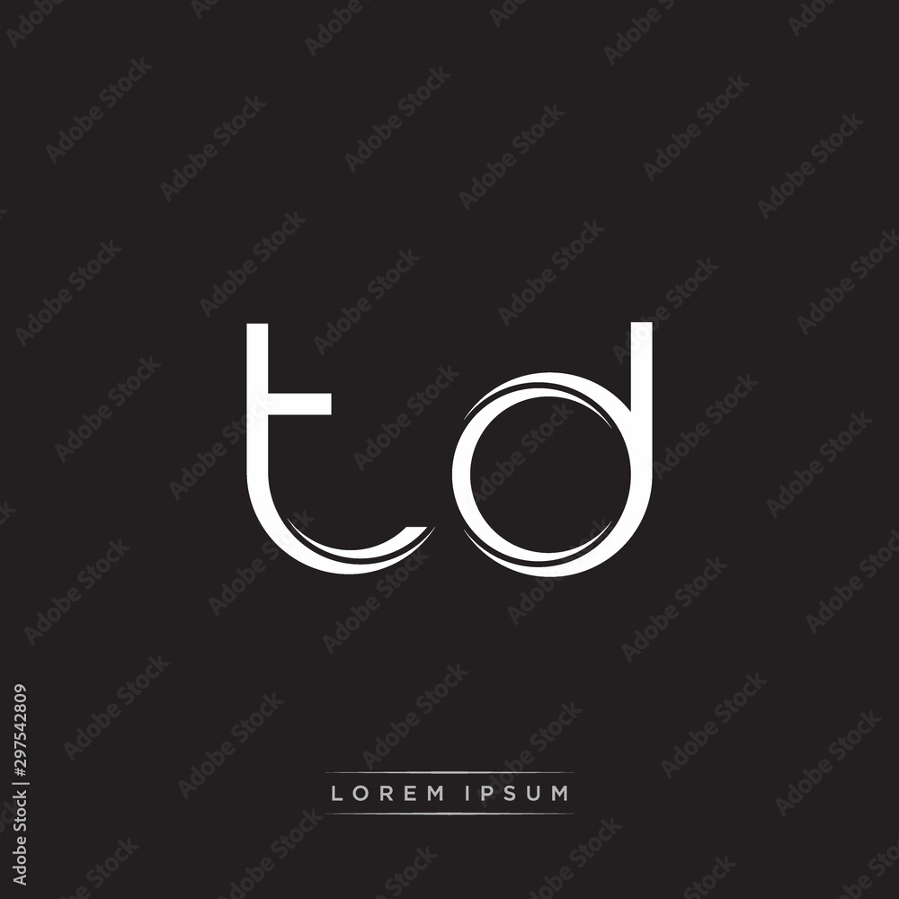 TD Initial Letter Split Lowercase Logo Modern Monogram Template Isolated on Black White TD Initial Letter Split Lowercase Logo Modern Monogram Template Isolated on Black White