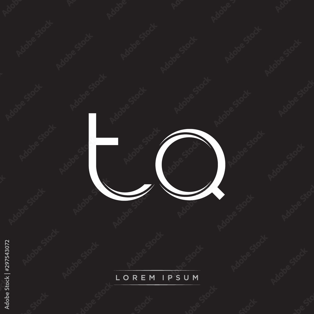 TQ Initial Letter Split Lowercase Logo Modern Monogram Template Isolated on Black White TQ Initial Letter Split Lowercase Logo Modern Monogram Template Isolated on Black White