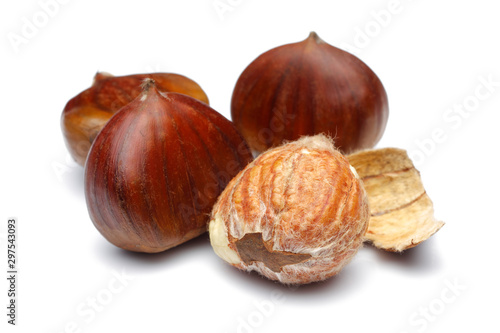 Chestnuts isolated on white background