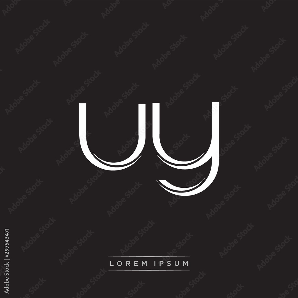 UY Initial Letter Split Lowercase Logo Modern Monogram Template Isolated on Black White UY Initial Letter Split Lowercase Logo Modern Monogram Template Isolated on Black White