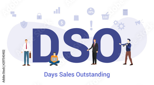 dso days sales outstanding concept with big word or text and team people with modern flat style - vector