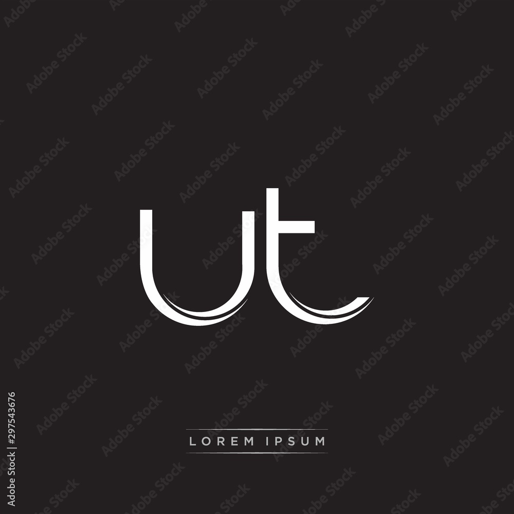 UT Initial Letter Split Lowercase Logo Modern Monogram Template Isolated on Black White UT Initial Letter Split Lowercase Logo Modern Monogram Template Isolated on Black White