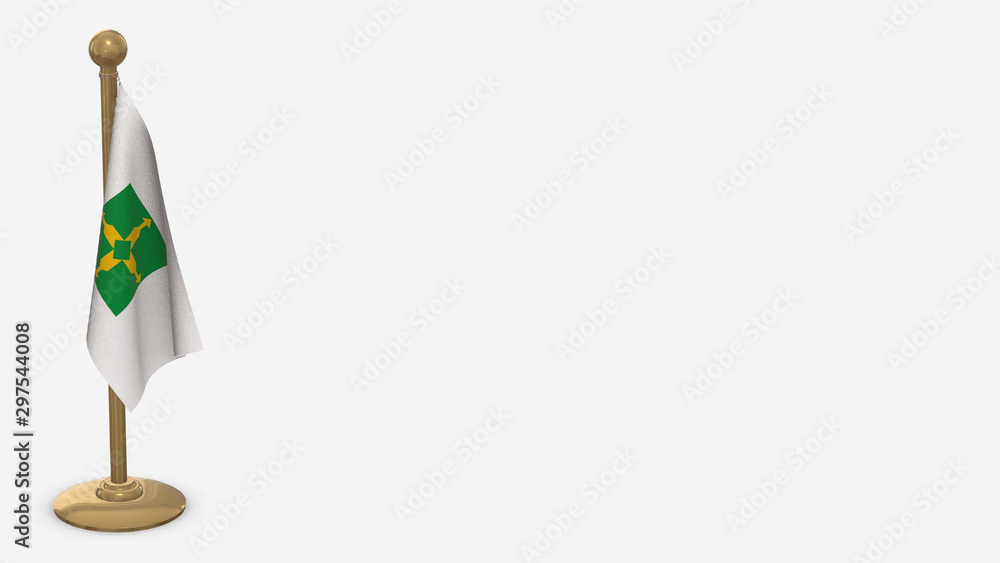 Distrito Federal 3D flag illustration hanging on golden flagpole.