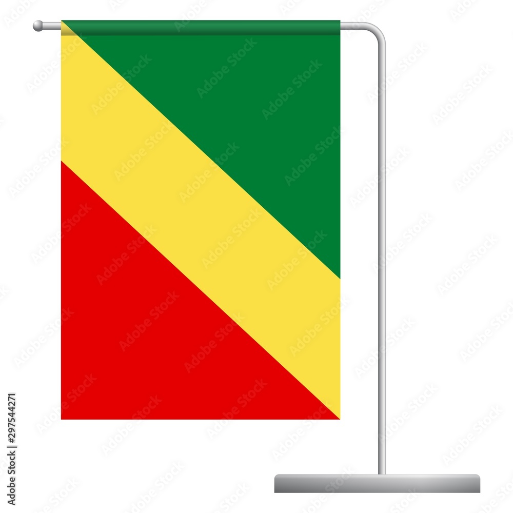 Congo flag on pole icon
