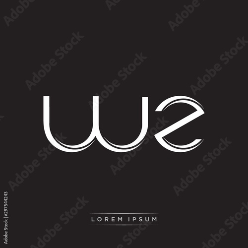 WZ Initial Letter Split Lowercase Logo Modern Monogram Template Isolated on Black White