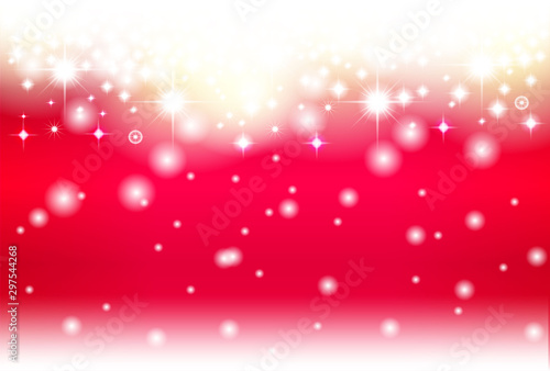 クリスマスシーズンのための光と雪の赤色背景