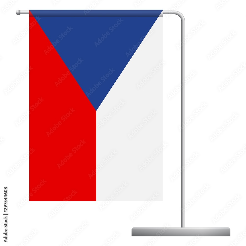 Czech Republic flag on pole icon Czech Republic flag on pole icon