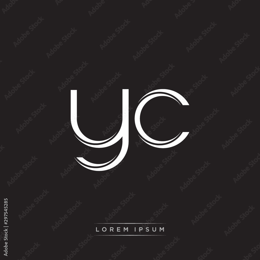 YC Initial Letter Split Lowercase Logo Modern Monogram Template Isolated on Black White YC Initial Letter Split Lowercase Logo Modern Monogram Template Isolated on Black White