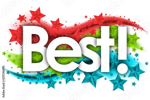 best word in stars colored background