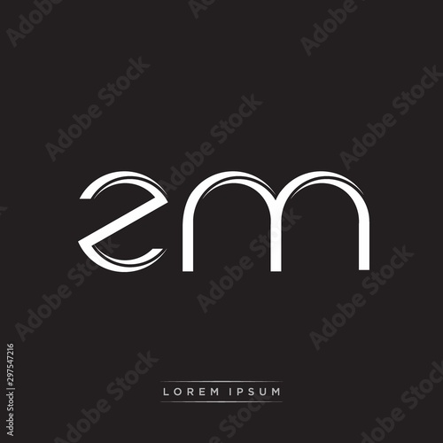 ZM Initial Letter Split Lowercase Logo Modern Monogram Template Isolated on Black White