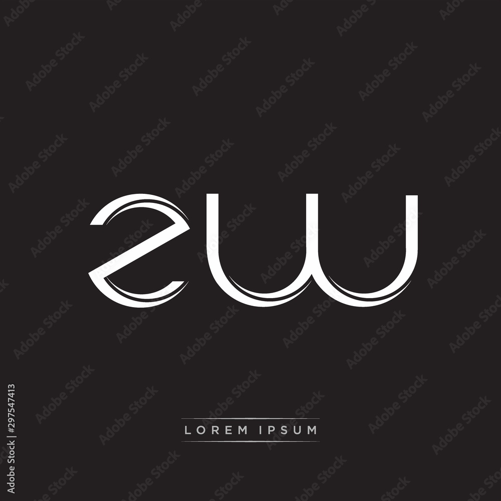 ZW Initial Letter Split Lowercase Logo Modern Monogram Template Isolated on Black White ZW Initial Letter Split Lowercase Logo Modern Monogram Template Isolated on Black White