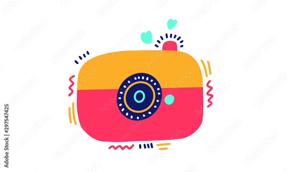 Obraz premium Photo camera icon in comic style. Photographer cam equipment vector cartoon illustration pictogram. Camera business concept splash effect.