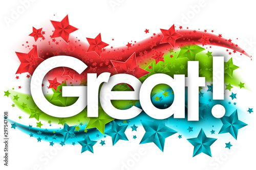 great word in stars colored background