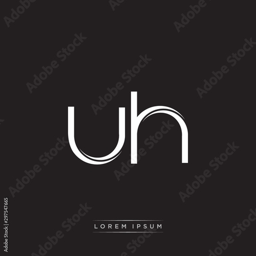 UH Initial Letter Split Lowercase Logo Modern Monogram Template Isolated on Black White