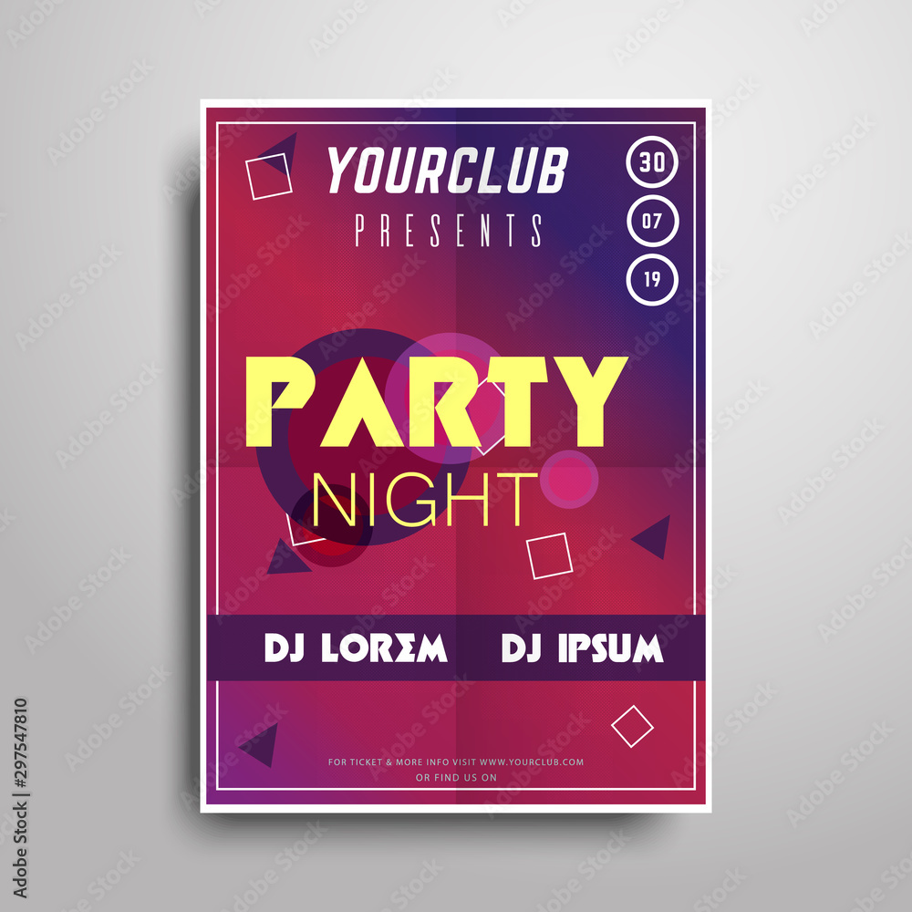 Plakat Party poster template.Night party vertical flyer sample
