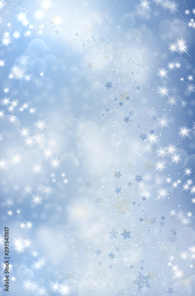 Fototapeta premium Blue abstract background with lights and stars