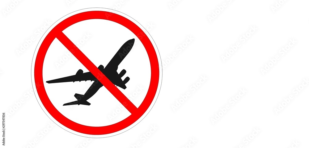 Prohibition sign. Take-off of a passenger aircraft is prohibited. Illustration Prohibition sign. Take-off of a passenger aircraft is prohibited. Illustration