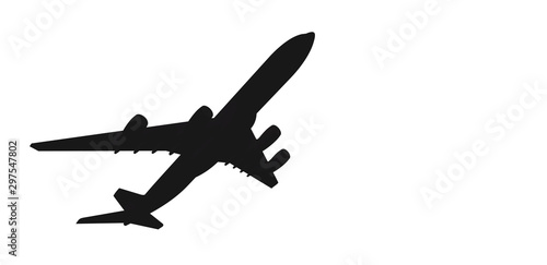 airplane take-off  black silhouette on a white background 3D render