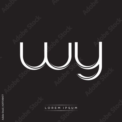 WY Initial Letter Split Lowercase Logo Modern Monogram Template Isolated on Black White