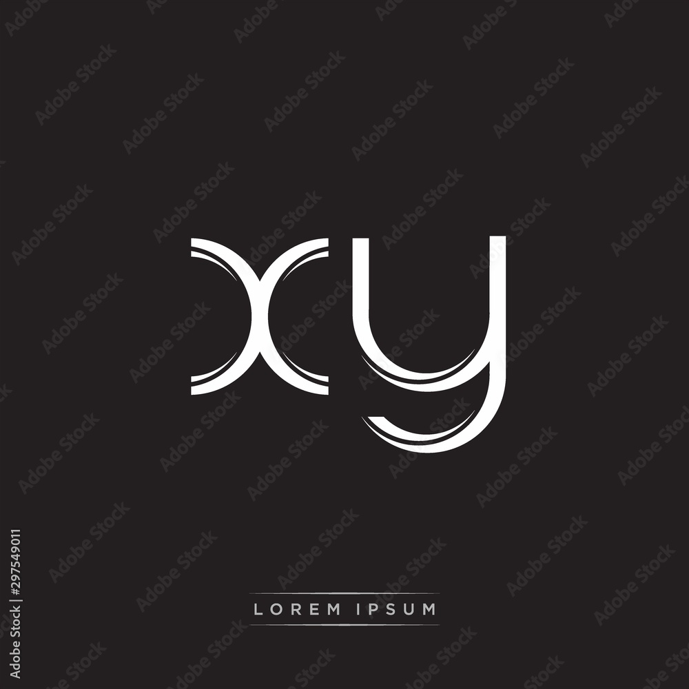 XY Initial Letter Split Lowercase Logo Modern Monogram Template Isolated on Black White XY Initial Letter Split Lowercase Logo Modern Monogram Template Isolated on Black White