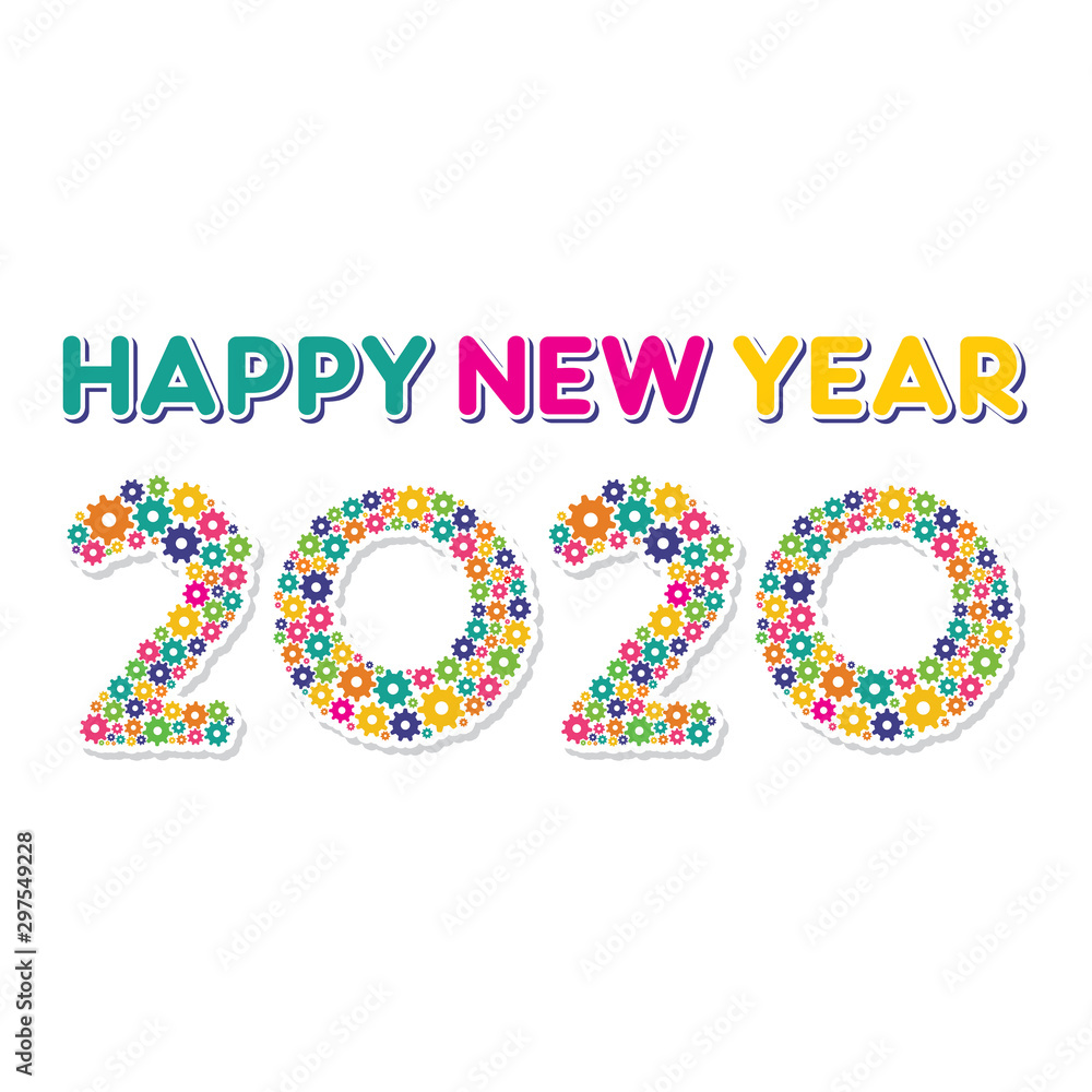 Happy new year 2020 card design concept