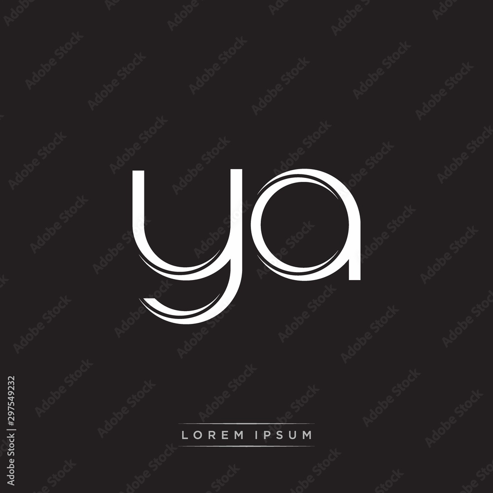 YA Initial Letter Split Lowercase Logo Modern Monogram Template Isolated on Black White YA Initial Letter Split Lowercase Logo Modern Monogram Template Isolated on Black White