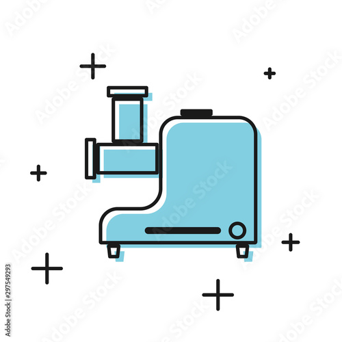 Black Kitchen meat grinder icon isolated on white background. Vector Illustration