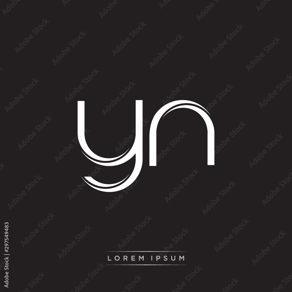 YN Initial Letter Split Lowercase Logo Modern Monogram Template Isolated on Black White