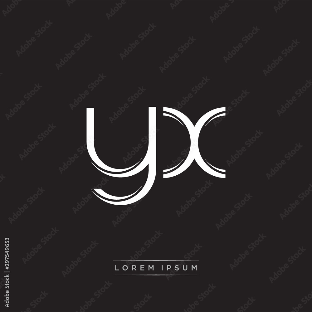 YX Initial Letter Split Lowercase Logo Modern Monogram Template Isolated on Black White YX Initial Letter Split Lowercase Logo Modern Monogram Template Isolated on Black White