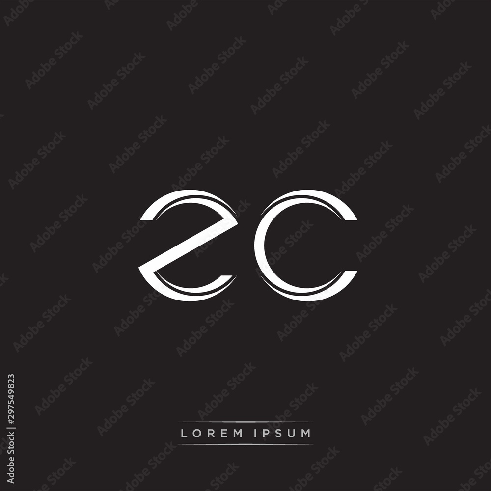 Fototapeta premium ZC Initial Letter Split Lowercase Logo Modern Monogram Template Isolated on Black White