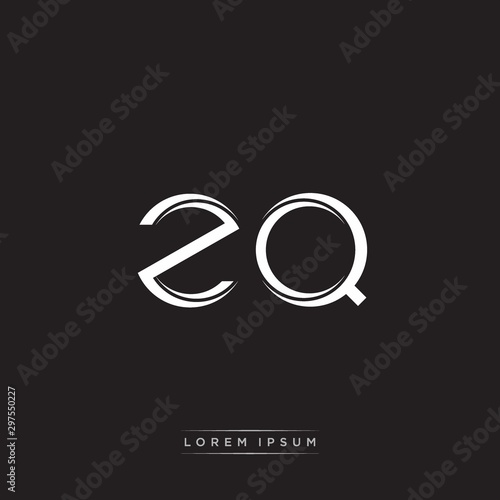 ZQ Initial Letter Split Lowercase Logo Modern Monogram Template Isolated on Black White