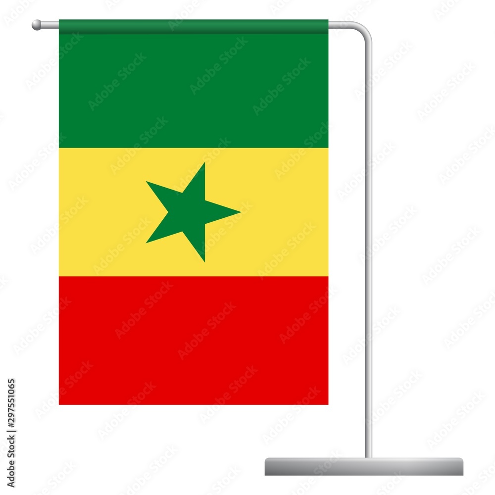 Senegal flag on pole icon