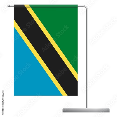 Tanzania flag on pole icon