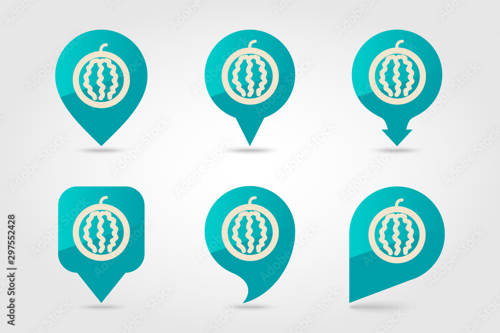 Watermelon flat vector pin map icon Watermelon flat vector pin map icon
