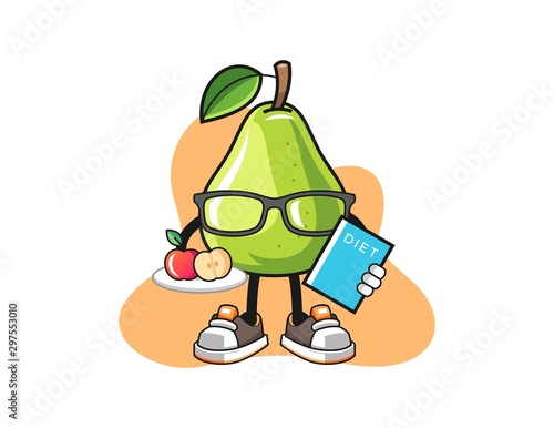 Pear dietitian cartoon. Mascot Character vector.