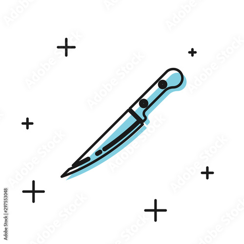 Black Knife icon isolated on white background. Cutlery symbol. Vector Illustration