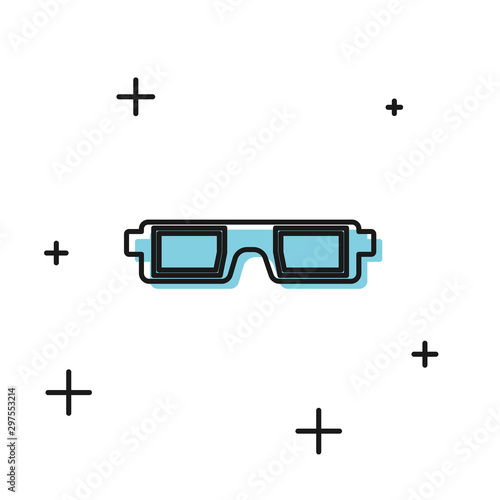 Black 3D cinema glasses icon isolated on white background. Vector Illustration