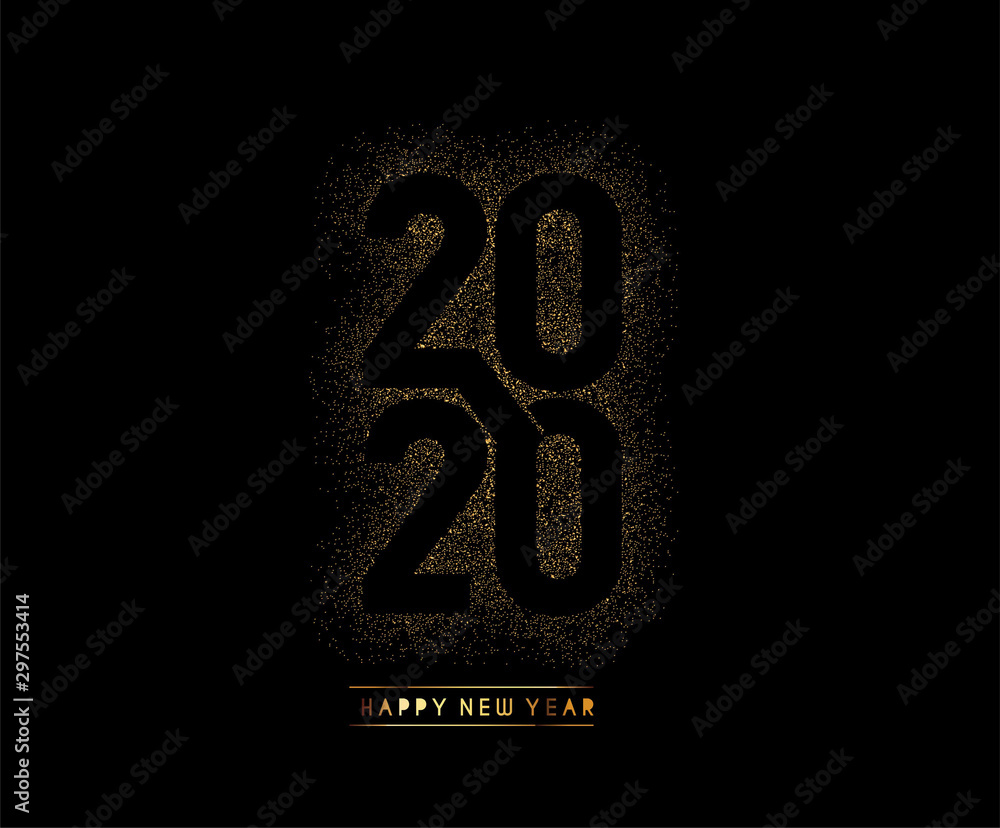 Happy New Year 2020 Text Typography Design Pattern Happy New Year 2020 Text Typography Design Pattern