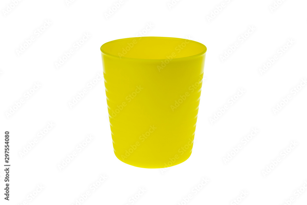 yellow plastic glass isolated on white background with clipping part yellow plastic glass isolated on white background with clipping part
