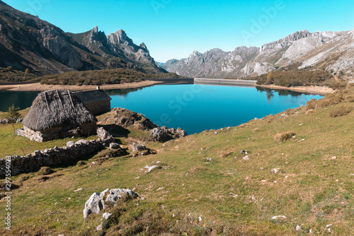 Lago del Valle lake in Somiedo Natural Park, Asturias, Spain photo