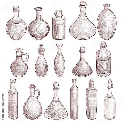 vector drawing glass bottles and jars