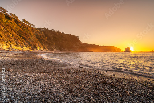 Playa del Silencio beach at sunset  Cudillero in Asturias  Spain