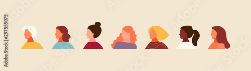 Female portraits in profile vector