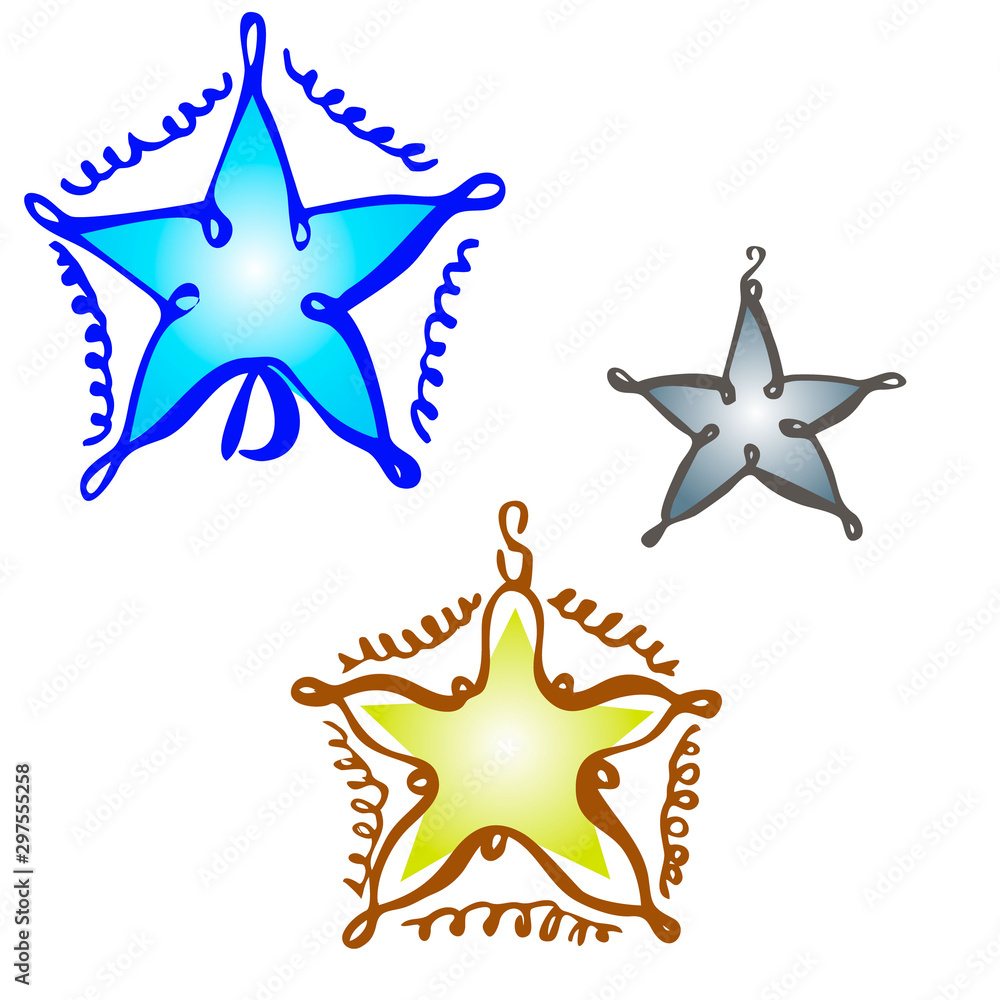 Obraz premium Christmas toy star on a white background hand draw isolated Vector illustration for happy new year